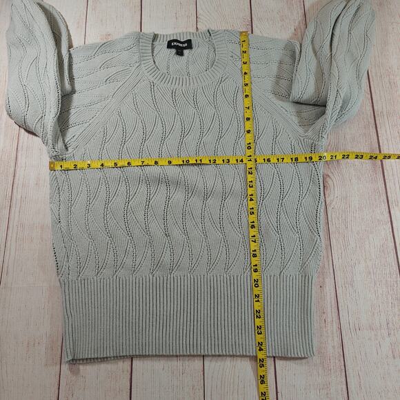 Express gray Raglan bishop sleeve crew neck stretch sweater sz XL - Picture 6 of 7